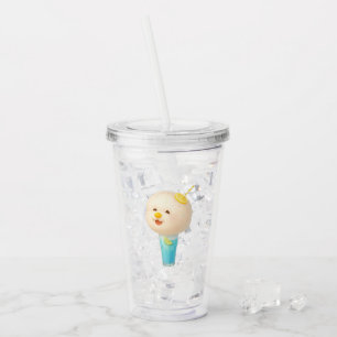 Blå Citron Float: Leende Bichon Bomullskandis Take Away Mugg
