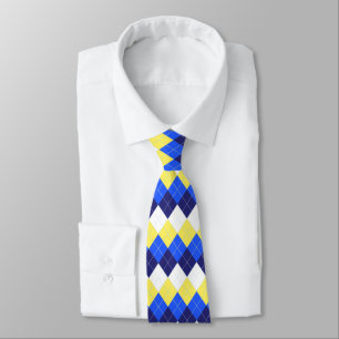 Blå, Citron-Gult och vit argyle Slips