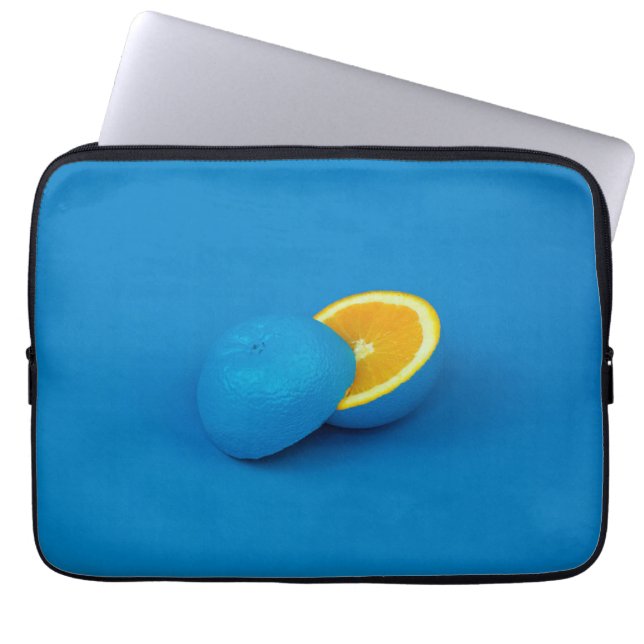 blå citron i två halvor laptop fodral (Framsidan)