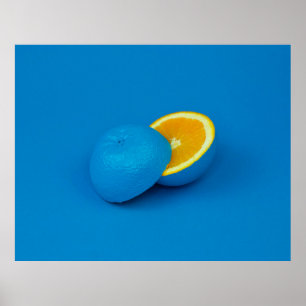 blå citron i två halvor poster
