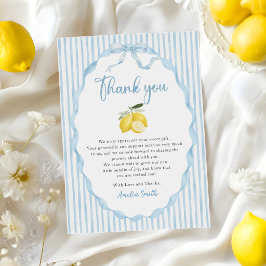 Blå Citron Teman Tacksamhetskort för Baby Shower