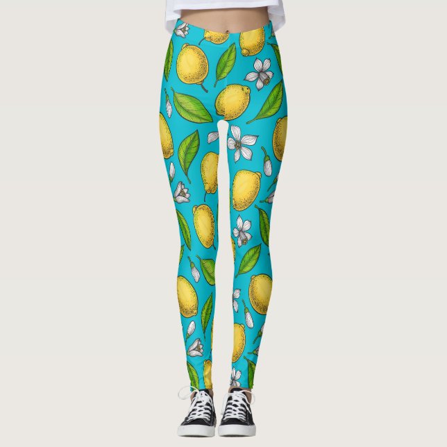 Blå citroner leggings (Framsida)
