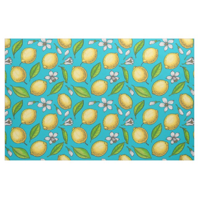 Blå citroner tyg (Fat Quarter)