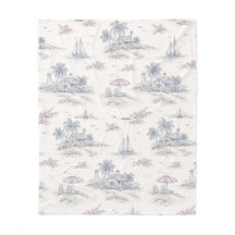 Blå Coastal French Toile