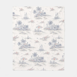 Blå Coastal French Toile Fleecefilt