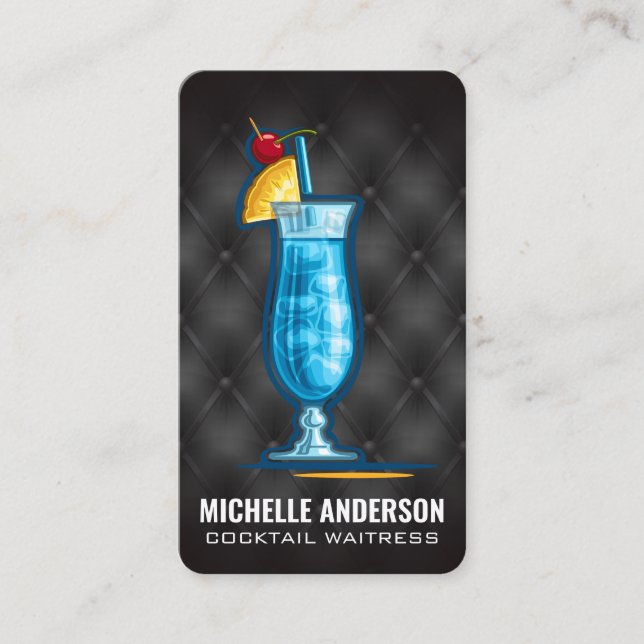 Blå cocktaildryck | Bartender | Restaurang Visitkort (Framsida)