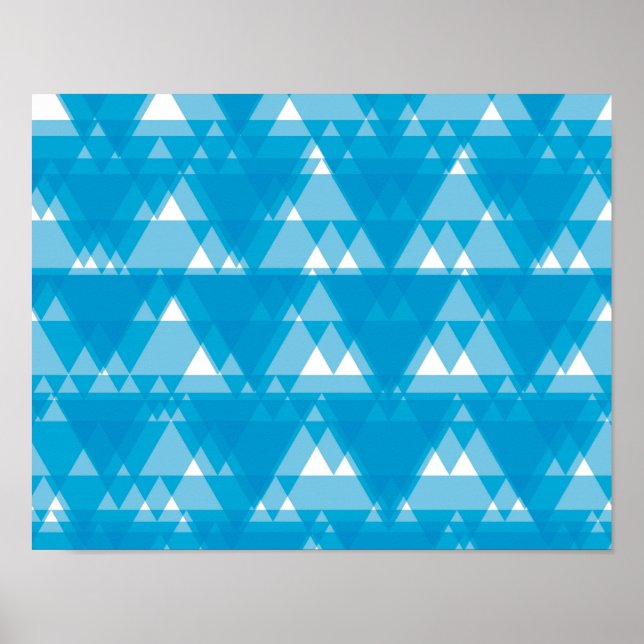 Blå, cool, modern, trendig överlappande trianglar poster (Framsidan)