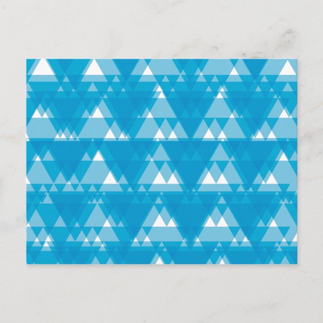 Blå, cool, modern, trendig överlappande trianglar vykort (Framsida)