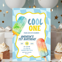 Blå Cool One Glasspinne Sommar Pojke Födelsedag