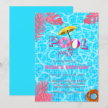 Blå Coola Bassäng Party och sommarsimning födelsed