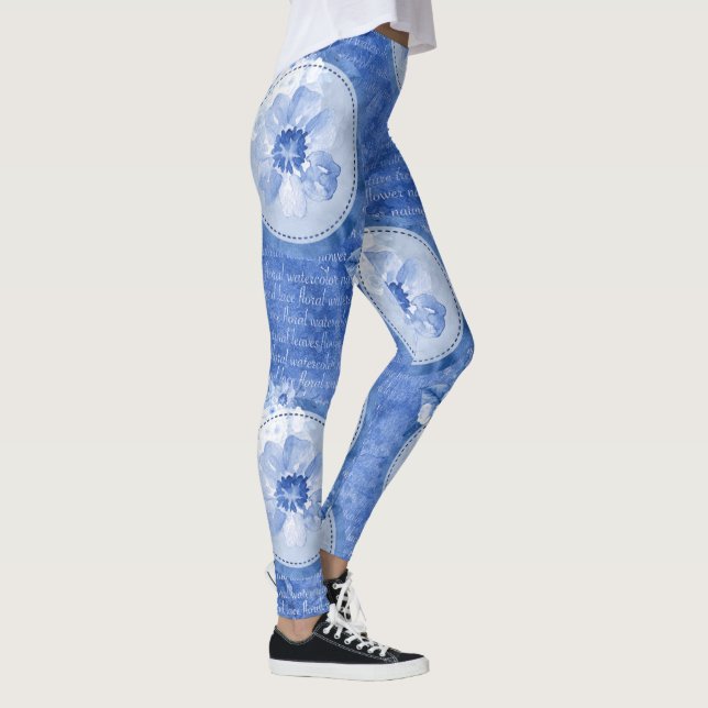 Blå coola- och bläddringsfärg för utskrift leggings (Höger)