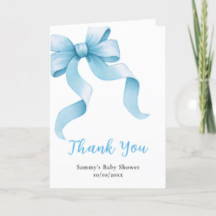Blå Coquette Bow Baby Shower-fest Tack Kort