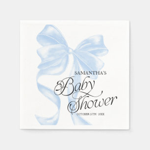 Blå Coquette Bow Baby Shower-fester Servetter