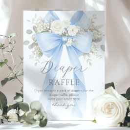 Blå Coquette Bow blöja lotteri Baby shower Poster