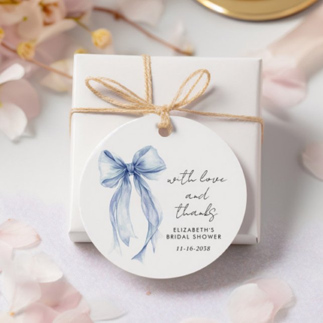 Blå Coquette Bow Bröllopsfest Tack Gåvor Etiketter (Skapare uppladdad)