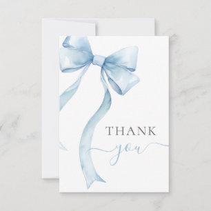 Blå Coquette Bow Gingham Pojke Baby Shower Tack Kort