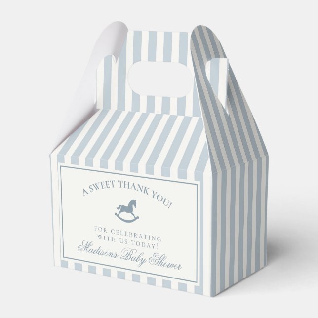 Blå Coquette Bow Gunghäst Baby Shower Presentaskar (Framsidan Sidan)