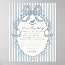 Blå Coquette Bow Gunghäst Säga Inte Baby Poster