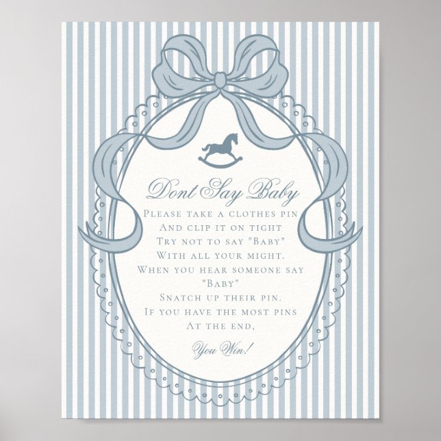 Blå Coquette Bow Gunghäst Säga Inte Baby Poster (Framsidan)