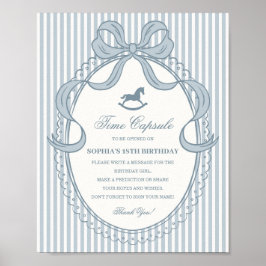 Blå Coquette Bow Gunghäst Tids kapsel Poster