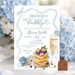 Blå Coquette Bow Hydrangea Bröllopsfest Inbjudningar
