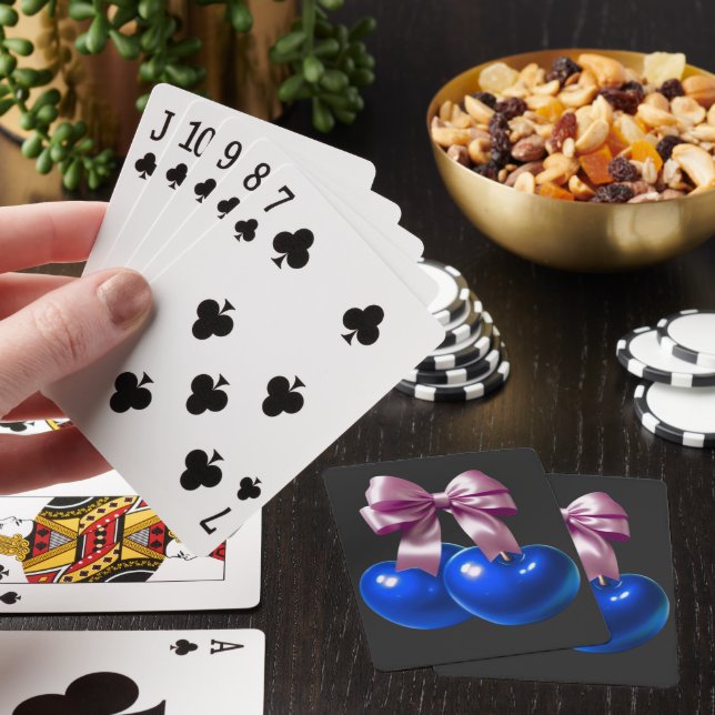 Blå Coquette Körsbärsbow Estetisk Mjuk Livsstil  Casinokort (På plats)