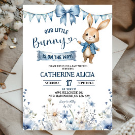 Blå Coquette Liten Kanin Baby Shower Inbjudningar