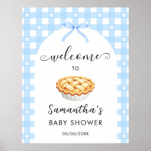 Blå Coquette Paj Baby Shower Välkommen Poster