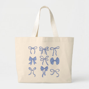 Blå coquette Rosett band Tote Bag Jumbo Tygkasse