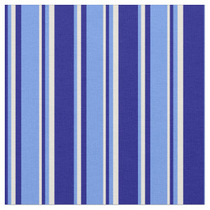 Blå, Cornblomma Blue & Beige Färgad Mönster Tyg