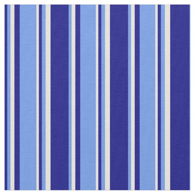 Blå, Cornblomma Blue & Beige Färgad Mönster Tyg (Närbild)