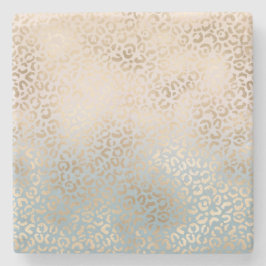 Blå Cream  Guld Ombre Leopard Skriv ut Stenunderlägg