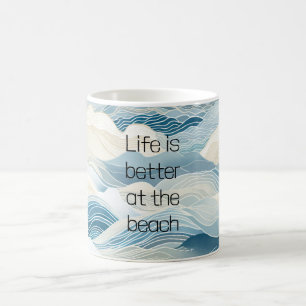 Blå Cream Sea Sand Ocean Vinkara Kaffemugg