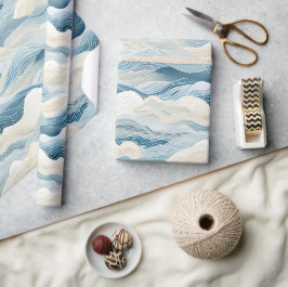 Blå Cream Sea Sand Ocean Vinkara Presentpapper