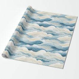 Blå Cream Sea Sand Ocean Vinkara Presentpapper