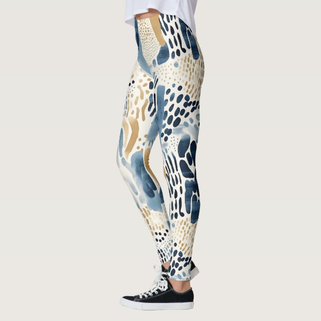 Blå Cream White-Abstrakt Leggings (Vänster)