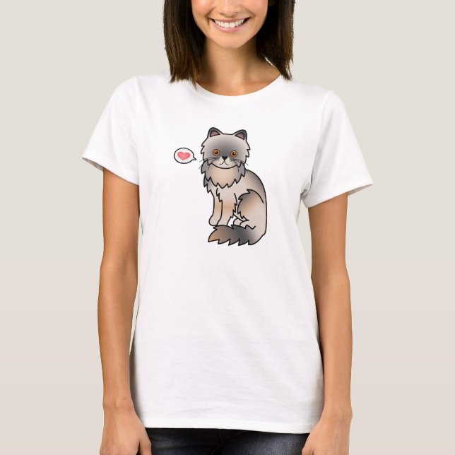 Blå Crème Med Kopparfärgade Ögon Perserkatts Kärle Tee Shirt (Framsida)