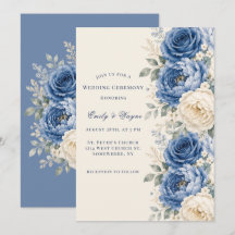 Blå & Crème Ros Blommig Bröllopsceremoni