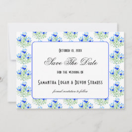 Blå Crocus Vit Bröllop Spara Datumet