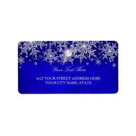 Blå Crystal Pearl Snowflake Silver-adressetikett Adressetikett