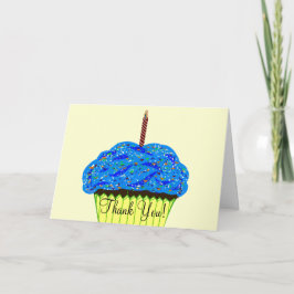 Blå Cupcake Födelsedags Tacksamhetskort Kort
