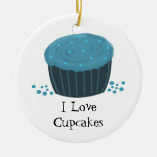 Blå Cupcake med Strössel Julgransprydnad Keramik