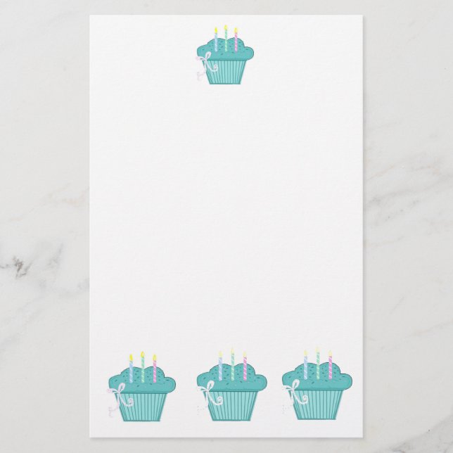 Blå Cupcakes Brevpapper (Framsida)