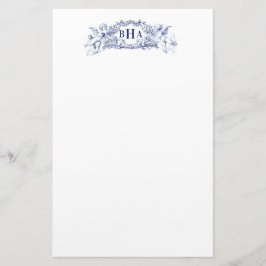 Blå cupider och monogram brevpapper