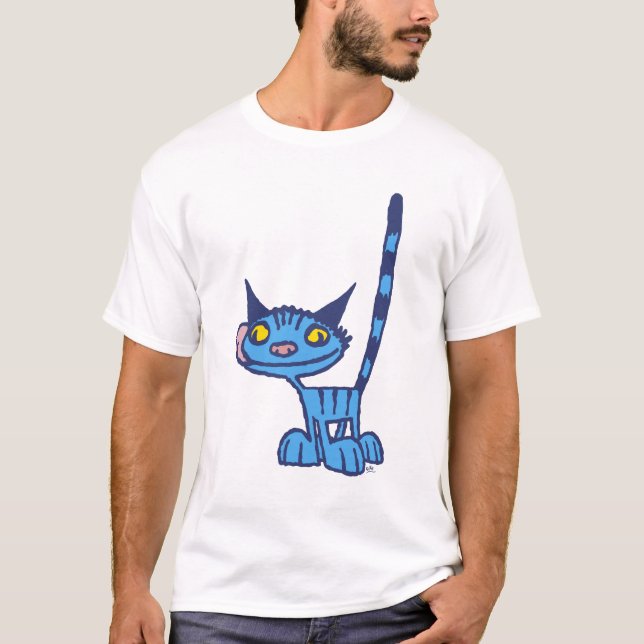 Blå Cute och Coola Kattunge tecknad T-shirt (Framsida)
