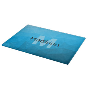 Blå cyan gradient geometrisk nätmönster Monogram