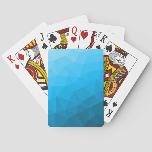 Blå cyan gradient geometrisk nätmönster Triangel Casinokort (Baksidan)