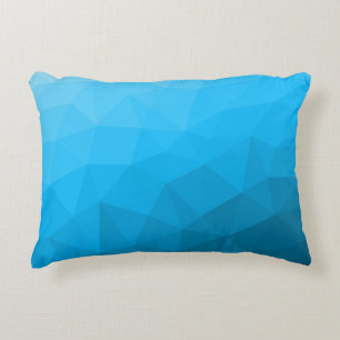 Blå cyan gradient geometrisk nätmönster Triangel Prydnadskudde