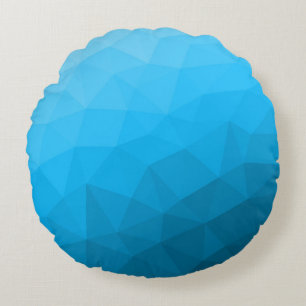 Blå cyan gradient geometrisk nätmönster Triangel Rund Kudde