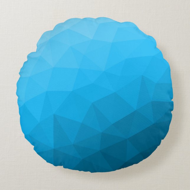 Blå cyan gradient geometrisk nätmönster Triangel Rund Kudde (Framsidan)